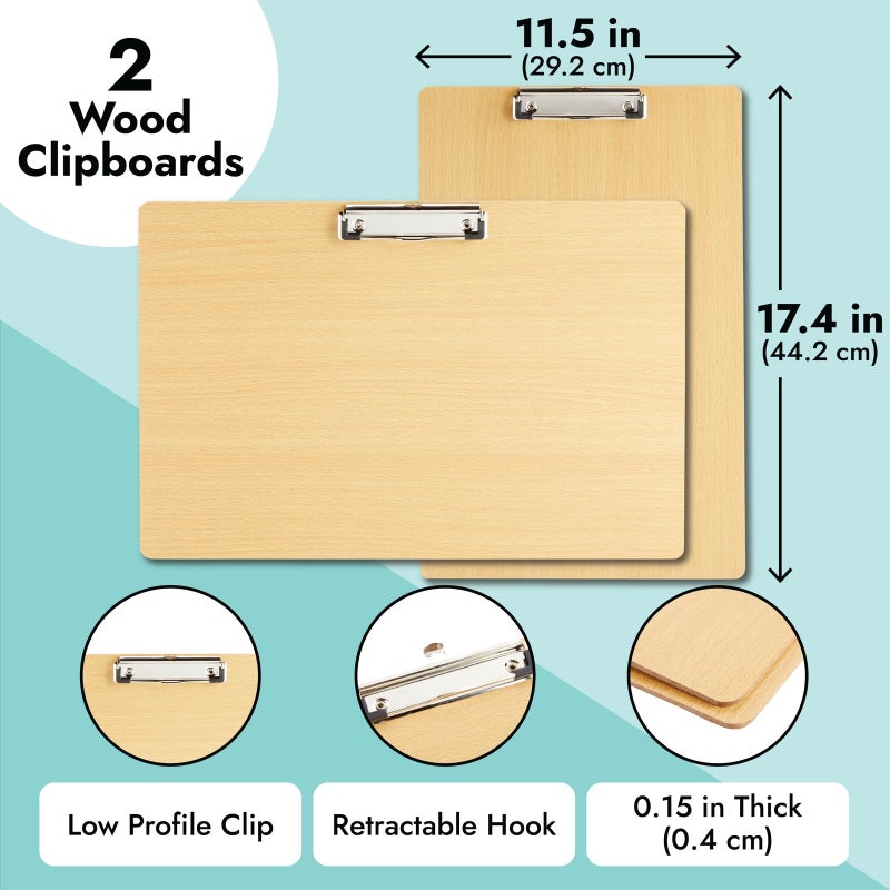 Paper Junkie Extra-Large Legal-Size Wooden Clipboard - Clipboard, Retractable Hook - Surface for Drawing Wooden Board - Multi-Orientation Legal Paper Support - 2-Pack,11.5 x 17.4 in - Image 4